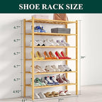 Smiry Bamboo Shoe Rack, 12 Vertical Slats, 6 Tier - 26.8" Wide, Natural - Image 2