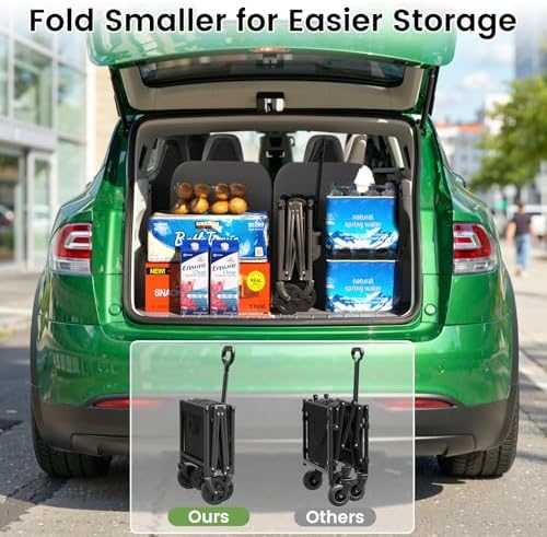 Blomoba Collapsible Wagon Cart, 220LBS Utility Wagon with Wheels, Black - Image 4