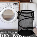 BATTOO 2 Pack Black Large Collapsible Laundry Basket Foldable Mesh Pop Up Hamper with Handles for Laundry Room, Bathroom, Kids Room, College Dorm, Travel, Camping, Gift Basket - Image 5