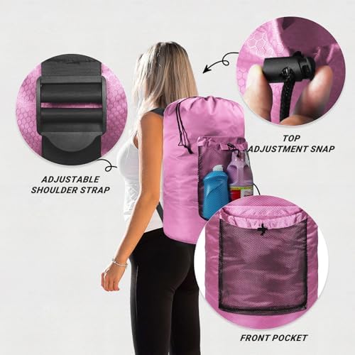 Laundry Bag with Shoulder Straps and Mesh Pocket Laundry Backpack Large Portable Laundry Hamper for College Laundromat Apartment - Image 3