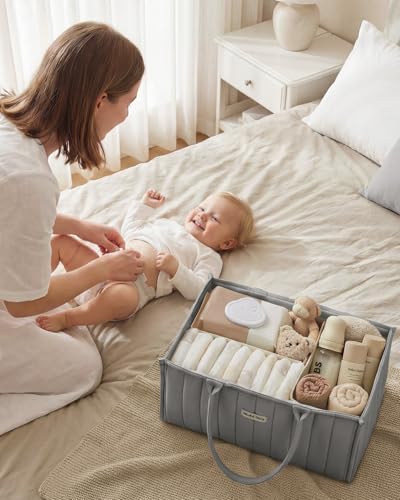 Blissful Diary Baby Diaper Caddy Organizer, Nursery Storage, Light Gray - Image 6