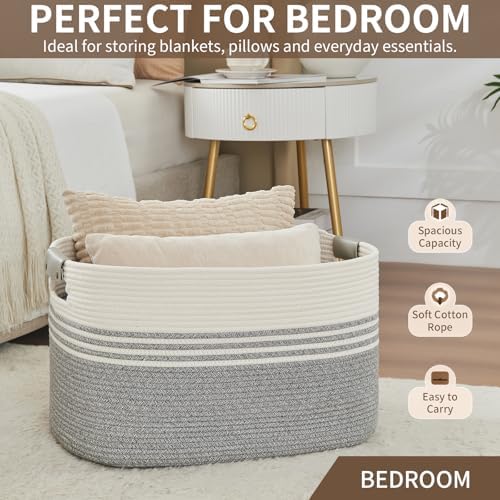 Laundry Hamper with Handles, 72L Rope Laundry Basket, Grey - Image 6
