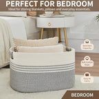 Laundry Hamper with Handles, 72L Rope Laundry Basket, Grey - Image 6