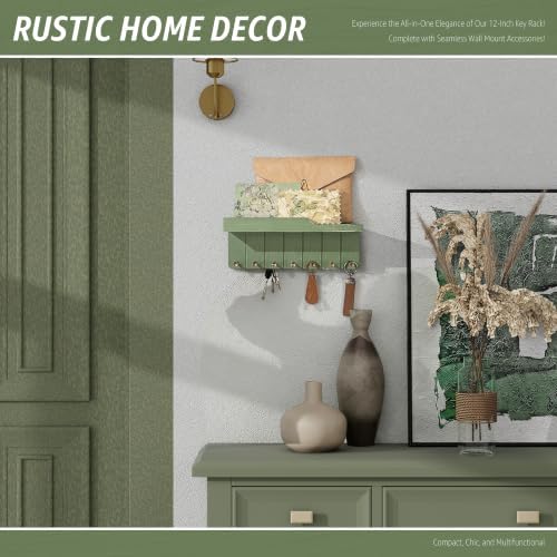 Rebee Vision Key Holder Wall Mount with 7 Hooks for Home Decor, Green - Image 3