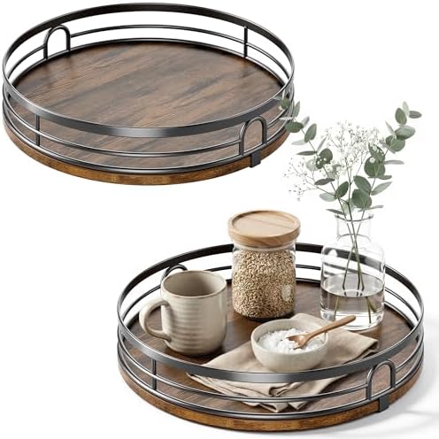 LAMU 2 Pack 9'' 10'' Lazy Susan Turntable Organizer for Cabinet, Round Wood Lazy Susan for Table Top, Countertop, Pantry, Spice, Bathroom Vanity, Coffee, Decor by YourHome-OrganizationHelper