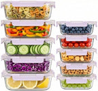 10 Sets 36 oz & 12 oz Glass Food Storage Containers with lids, Purple by Dealusy