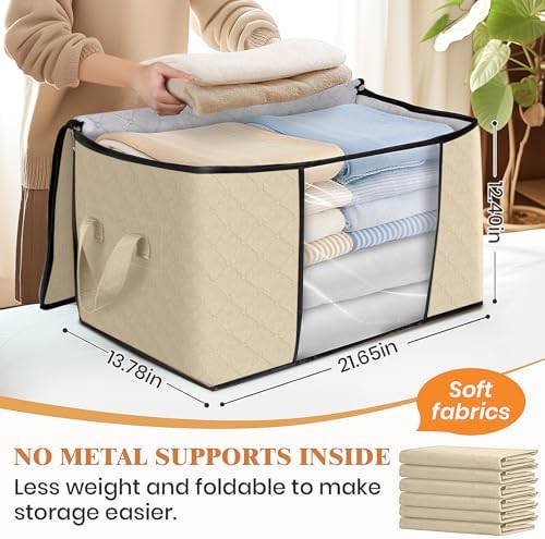 Fab totes 4 Pack Storage Bags for Clothes Blanket Storage Bins with Lids | Foldable Closet Organizers with Zippers,Window and Handles,Fabric Storage Bins for Sweater,Comforter,Bedding,Dorm essentials - Image 2