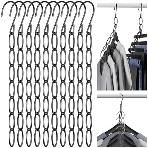 NiHome Clothing Chain Hangers 10-Pack, Space Saving Metal Closet Organizer | 7-Loop Retractable Design Chain Hanger for Compact Storage, Ideal for Travel,Dorm & Office, Wrinkle-Reducing for All Garments by NiHome