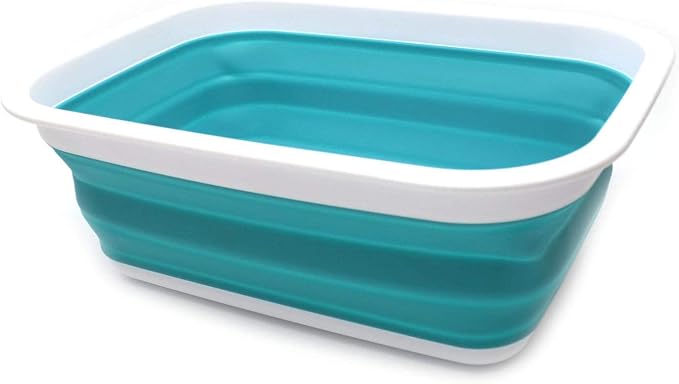 SAMMART 9.2L (2.37Gallon) Collapsible Tub - Portable Outdoor Picnic Basket/Crater - Foldable Shopping Bag - Space Saving Storage Container (M, Bright Blue) by SAMMART