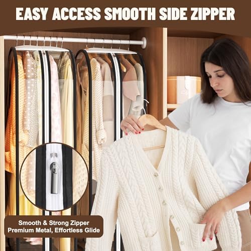 Garment Bags for Hanging Clothes 40” Long,Ultra Clear Suit Bags for Closet Storage, Moving Organization, Travel Covers with 10" Gussets for Coat, Dress, Shirt and Sweater - 4 PCS - Image 3