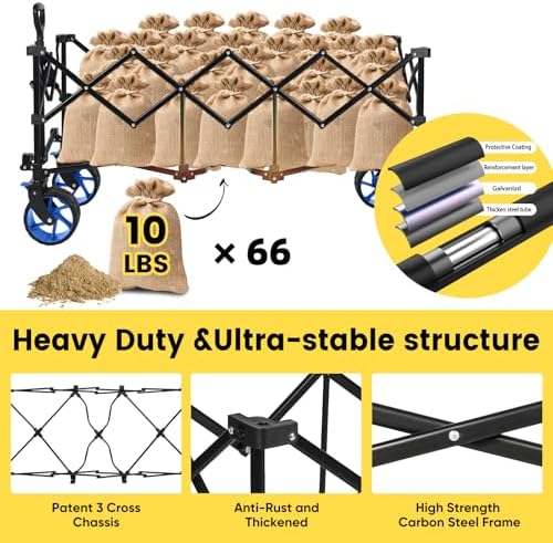 Sekey 300L Extended Collapsible Wagon, 660 lb Capacity, 48 in Long - Image 5