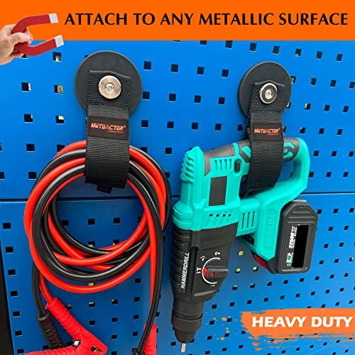 MUTUACTOR Magnetic Hooks,2packs Super Strong Magnets Hooks Heavy Duty for Hanging,Anti-Slip Rubber Coated Magnets Large Capability Cable for Garden Hoses Ropes Cordless Drills and RVs (Dia3.46'') - Image 2