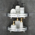 Corner Caddy Bathroom Shower Shelf Wall Mounted No Drilling 2 Tier Storage Shelves Adhesive Triangle Baskets Silver Bathroom Kitchen Storage Basket by Hoomtaook