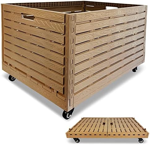 Collapsible Rolling Crate on Wheels, 440lbs Capacity Foldable Storage Bins Heavy Duty Plastic Furniture Moving Dolly Cart for Travel Shopping Luggage Office Use with Removable 360° Rotation Wheels by Warmyou