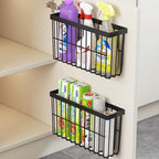 2 Piece Kitchen Cabinet Door Storage Box,Self Adhesive Wall Mounted Storage Boxes,Wardrobe/Bathroom/Refrigerator Small Items Organizer Storage Box (Black) - Image 2