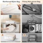 DIMJ Comforter Storage Bag - Large Capacity Ultra Space Saving Self Compression Organize for Duvet, Pillow, Bedding, Blanket Storage Organizer Nylon Compression Bags, Sheet Storage, Beige, 4 Pack - Image 5
