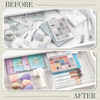STORi SimpleSort 2-Piece Stackable Clear Drawer Organizer Set | 12" x 9" x 2" Rectangle Trays | Wide Makeup Vanity Storage Bins and Office Desk Drawer Dividers | Made in USA - Image 6