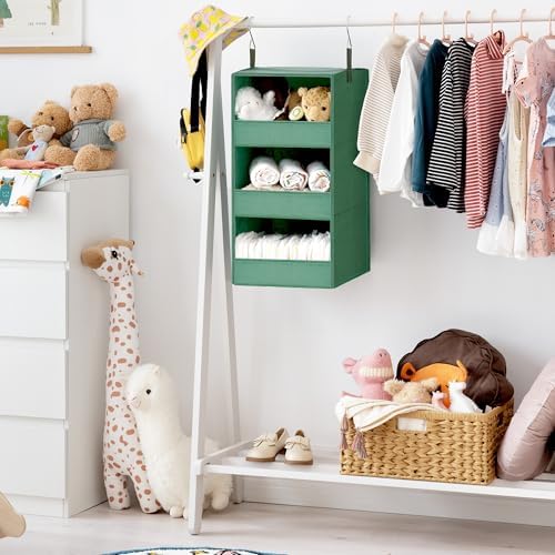 GRANNY SAYS 3-Shelf Hanging Closet Organizer, Foldable Storage, Dark Green | 33 lb Capacity, No-Sag Support, Keeps Clothes Neat, Folds Flat, Fits RV, Dorm & Small Closets - Image 2