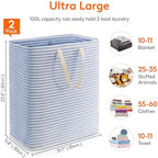 Lifewit 2 Pack Laundry Basket 100L Each, Collapsible Clothes Hamper with Reinforced Handles, Freestanding Waterproof Design for Bedroom and Laundry Room, Blue 200L Total - Image 4