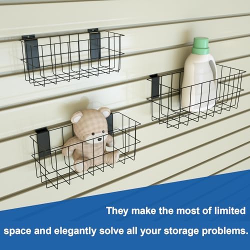 NeatiEase 29 PCS Slatwall Accessories Kit for Garage Rooms Shops Storage, Slat Wall Accessory Includes 3 Pack Slatwall Baskets Set and 26 PCS Multisized Heavy Duty Slatwall Hooks - Image 4