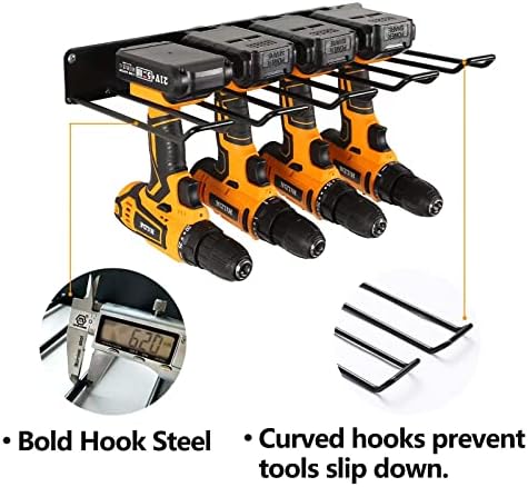 UU-Major Power Tool Organizer with Charging Station,Drill Holder Wall Mount,Garage Storage Shelves for Organization and Storage,Heavy Duty Pegboard Wall Organizer Set Solid Metal Black… - Image 4