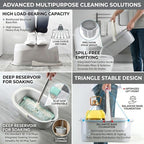 Haundry Compact Mop Bucket with Handle, Rectangular Cleaning Bucket and Caddy for Cleaning Supplies, 10L, Grey - Image 3