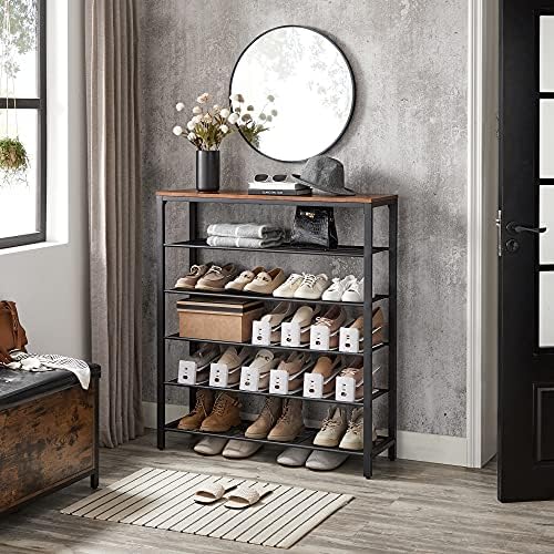 VASAGLE 6-Tier Shoe Rack, 24-30 Pairs, Metal Mesh - Image 2
