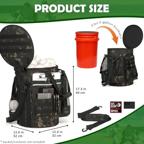 Baseball Bucket Bag, Softball Coaches Bags Fit 6 Gallon Buket - Image 2