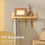 Rebee Vision Key Holder Wall Mount with Shelf for Home Decor, Natural Wood - Image 5