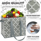 Reusable Grocery Bags 2-Pack Foldable Washable Large Storage Basket, Grey - Image 4