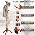 WANGMUXIA Coat Rack, Freestanding Coat Rack with 8 Hooks and 3 Adjustable Size Tree Coat Racks for Bedroom, Hallway, Entrance, Office, for Hats, Coats, Scarves, Handbags - Image 3