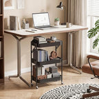 JAQ 3-Tier Foldable Rolling Cart with Wheels, No Assembly Required Metal Storage Cart, 26.8" Low Profile Under Desk Organizer, 10" Wide Narrow Utility Cart for Small Spaces, Black - Image 4