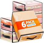 SpaceWhisper Clear Sheet Storage Bags, 6 Pack, 17.7 x 15.7 x 7.9 in | Sheet organizers and storage, zippered closure, thick plastic, reinforced handles, clothes, blankets, under-bed storage by Unknown