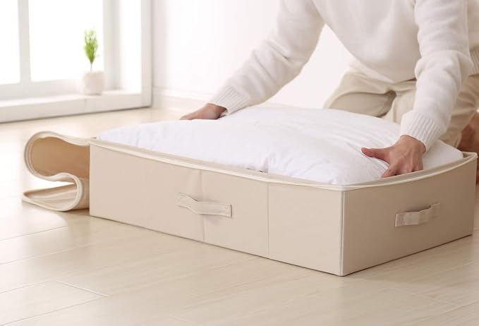 2pcs Clothing Shoes Bedding Lidded Storage Baskets for Underbed Organizer - Image 4