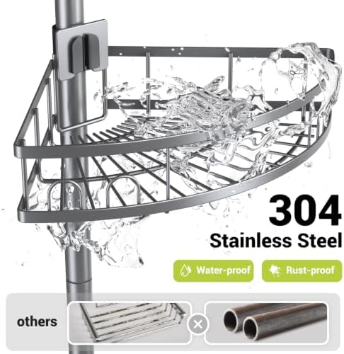 Standing Corner Shower Caddy - Rustproof Bathroom Shower Stand Shelf - Image 2