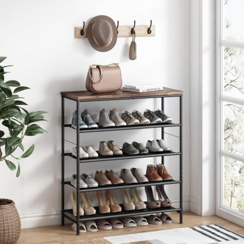 INGIORDAR 5 Tier Shoe Rack Storage Organizer Shelf Top with MDF Board - Image 3