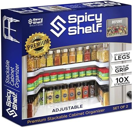 Spicy Shelf 3.0 - Expandable 2 Tiered Spice Rack Organizer for Cabinet & Pantry - Kitchen Seasoning Organizer - Cabinet Spice Racks for Inside Cabinets (Spicy Shelf Premium) - Home Organization by SpicyShelf