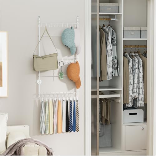 HapiRm Over Door Hat Rack - 3 Tier Wall Mounted Hat Organizer with 16 Hooks and 10 Movable Clips, Baseball Cap Organizer Storage Holds up to 26 Caps for Door, Bedroom, Closet USPTO Patent Pending - Image 6