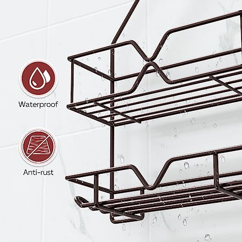 TreeLen Shower Caddy over Shower Head Hanging Bathroom Caddy for Bathroom Organizer 4 Hooks Shampoo Holder-Bronze - Image 5