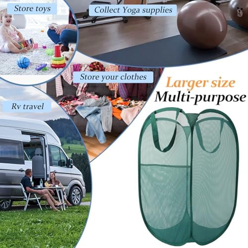 Upgraded Pop Up Laundry Basket with Handles, 100L Extra Large Mesh Hamper - Image 4