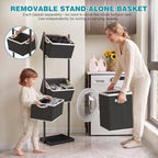 4-Tier Laundry Hamper Sorter, Vertical Laundry Sorter with Removable Basket - Image 5