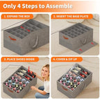 Aokeyee 2 Pack Shoe Organizer for Closet, Large Shoe Storage Box, Grey - Image 6