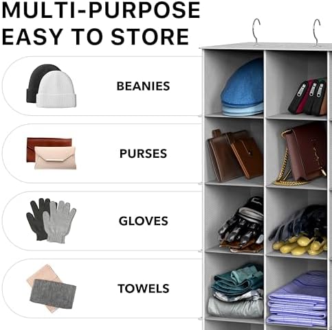Simple Houseware 24 Section Shelves Hanging Shoes Organizer, Gray - Image 7