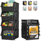 Skywin Stackable Storage Bins Open Front for Pantry Storage, 4 Pack - Black by Skywin