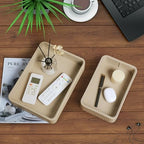 Desk Organizer Tray, PU Leather Nightstand Organizer, Beige 2-Pack - Image 2