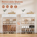 5 Tier Shoe Rack with 2 Drawers, 16-20 Pairs Greige - Image 7