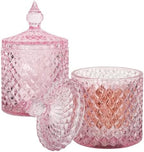 2 Pack Qtip Holder Apothecary Jars with Lid, Thick Glass, Pink by rejomiik