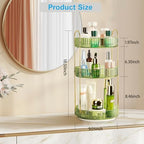 360 Rotating Makeup Organizer - Large Capacity Spinning Perfume & Cosmetic Skincare Holder for Vanity & Countertop (Gem Green, 3 Tier) - Image 3