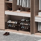 ROMGUAR CRAFT 3 Tier (Thick) Bamboo Shoe Rack for Closet Free Standing Wood Shoe Shelf for Entryway Small Space Stackable 27"x12"x21" (Black Brown) - Image 3