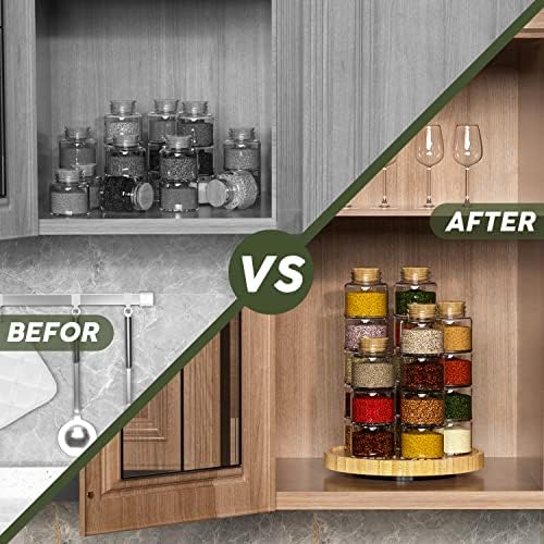 Lazy Susan Organizer, 9 Inch Non-Skid Bamboo Lazy Susan - Image 4